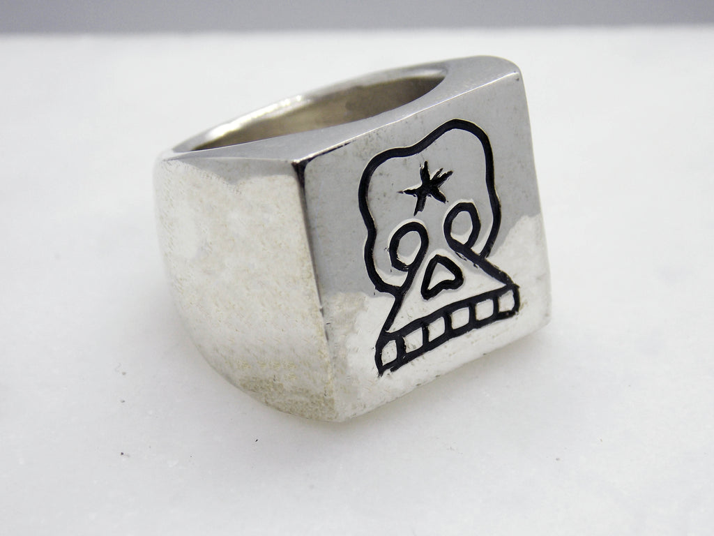 Square Skull Signet Ring