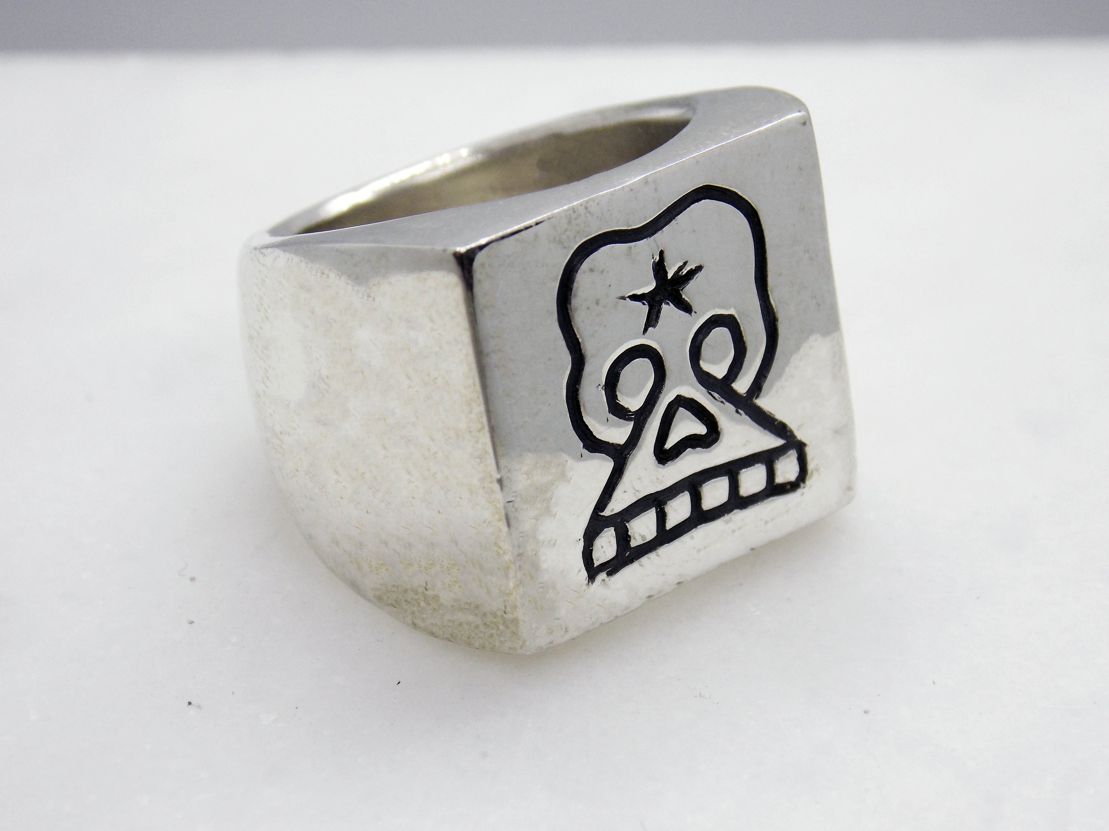 Square Skull Signet Ring